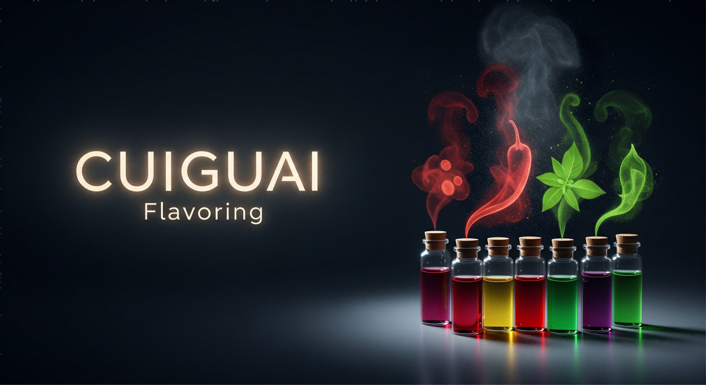 专业且创新的图像展示了“ Cuiguai味”徽标，以及其风味范围的艺术表现，具有现实的拍摄效果。