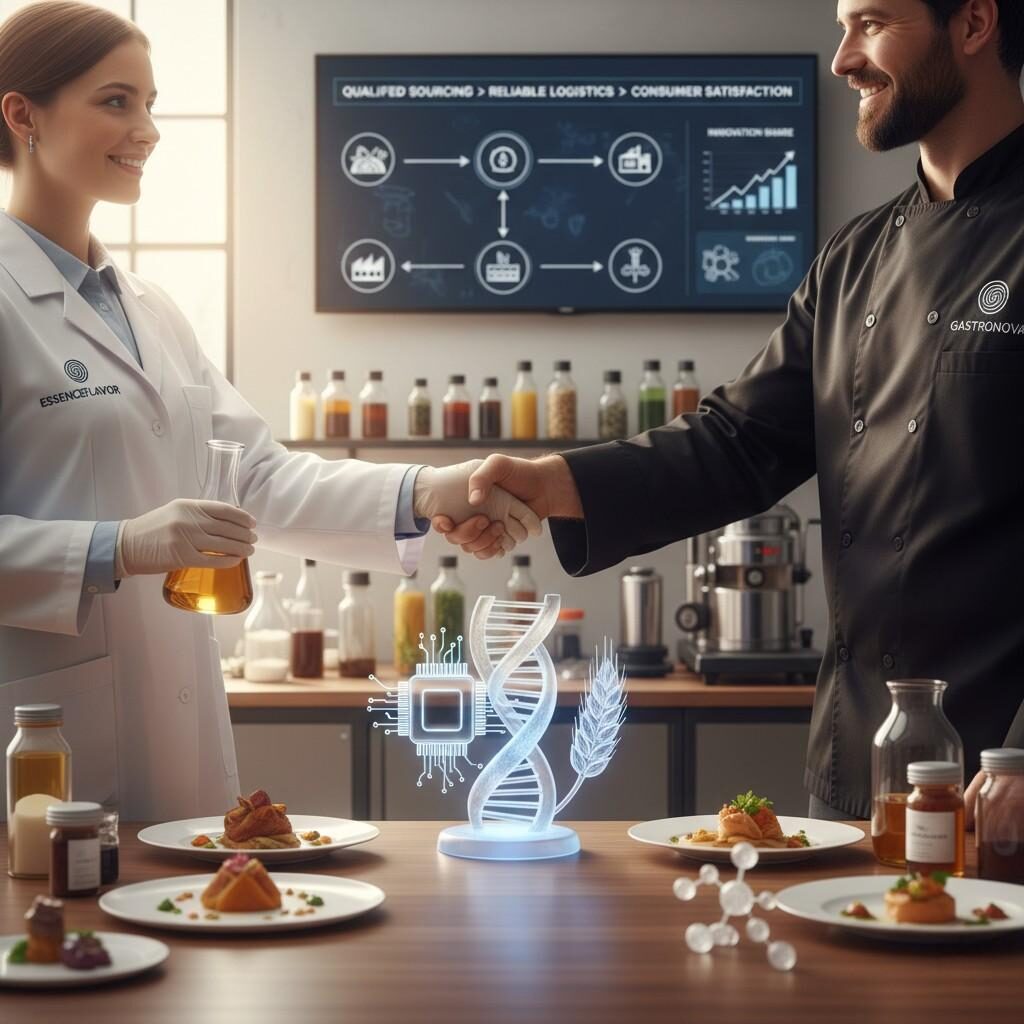 Découvrez l'essence d'un partenariat de confiance entre un fournisseur d'arômes leader et une marque F&B dynamique. Cette image symbolise un engagement commun envers la qualité, la confiance dans la chaîne d'approvisionnement et un esprit de collaboration qui stimule l'innovation dans l'industrie agroalimentaire.