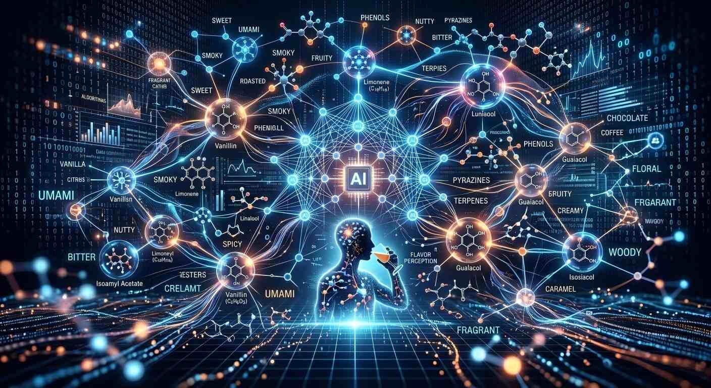 未来数字渲染通过发光神经网络展示了人工智能、分子化学和人类感官知觉的交集。