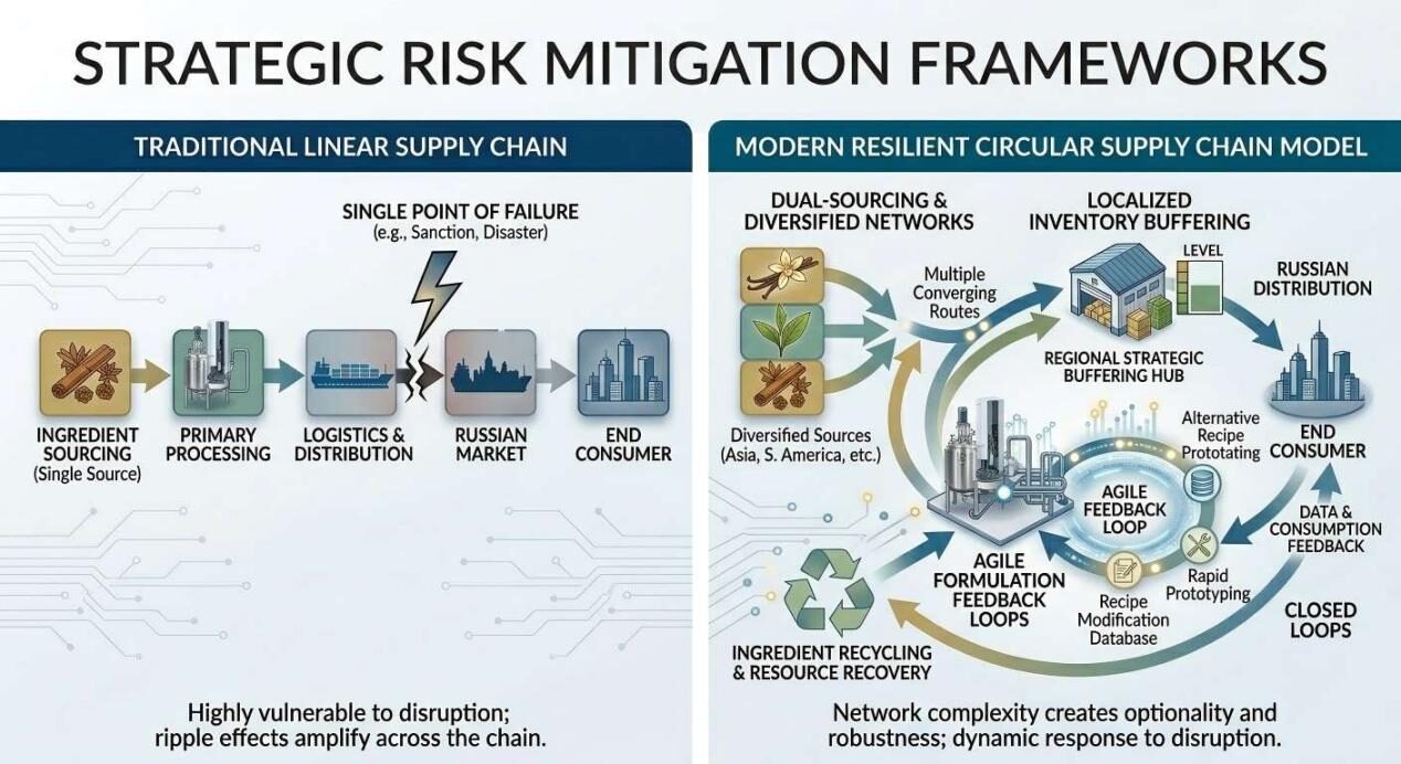 Un diagramme stratégique comparant les chaînes d'approvisionnement linéaires traditionnelles aux modèles circulaires résilients modernes, caractérisés par un double approvisionnement et un inventaire localisé.
