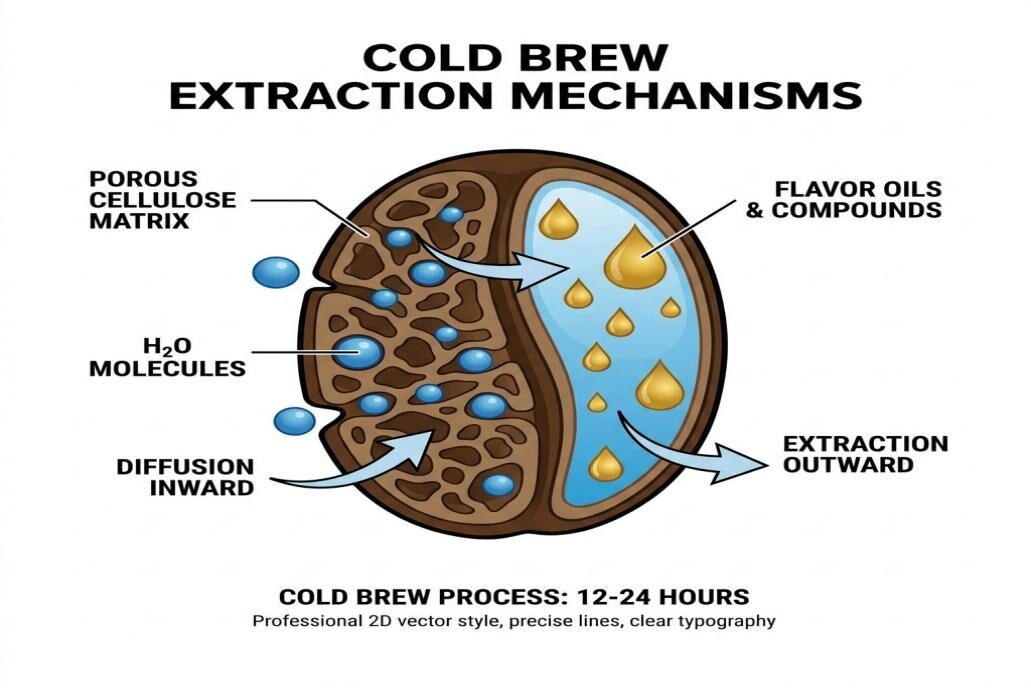 Visualization of VOC distribution in cold brew coffee versus hot brew, used for authentic flavor replication.