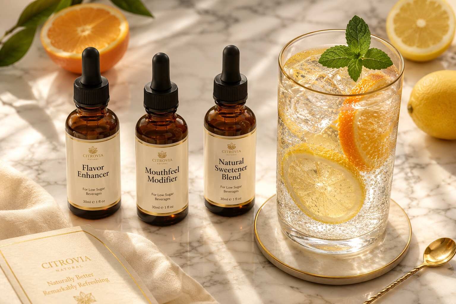 CUIGUAI Flavoring's premium flavor enhancer and mouthfeel modifier portfolio for reduced-sugar and zero-sugar carbonated soda formulation. Natural ingredients, GMP-compliant manufacturing, Guangdong, China.