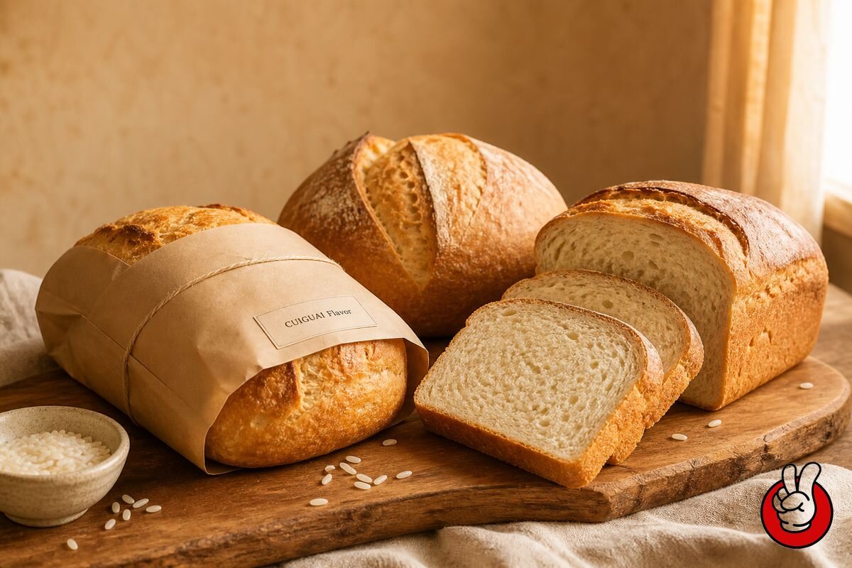 Finished gluten-free bread loaves flavored with CUIGUAI bakery concentrates, ready for retail bakery brands.